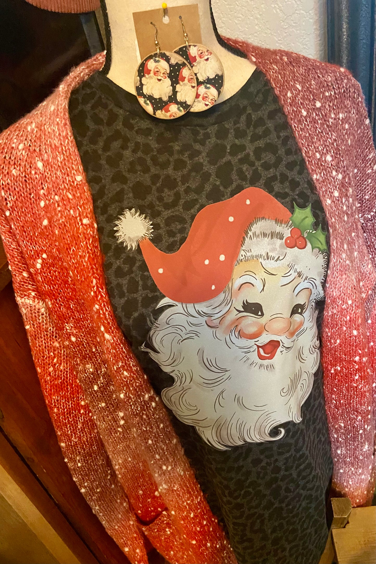 Black Leopard Santa Short Sleeve Tee