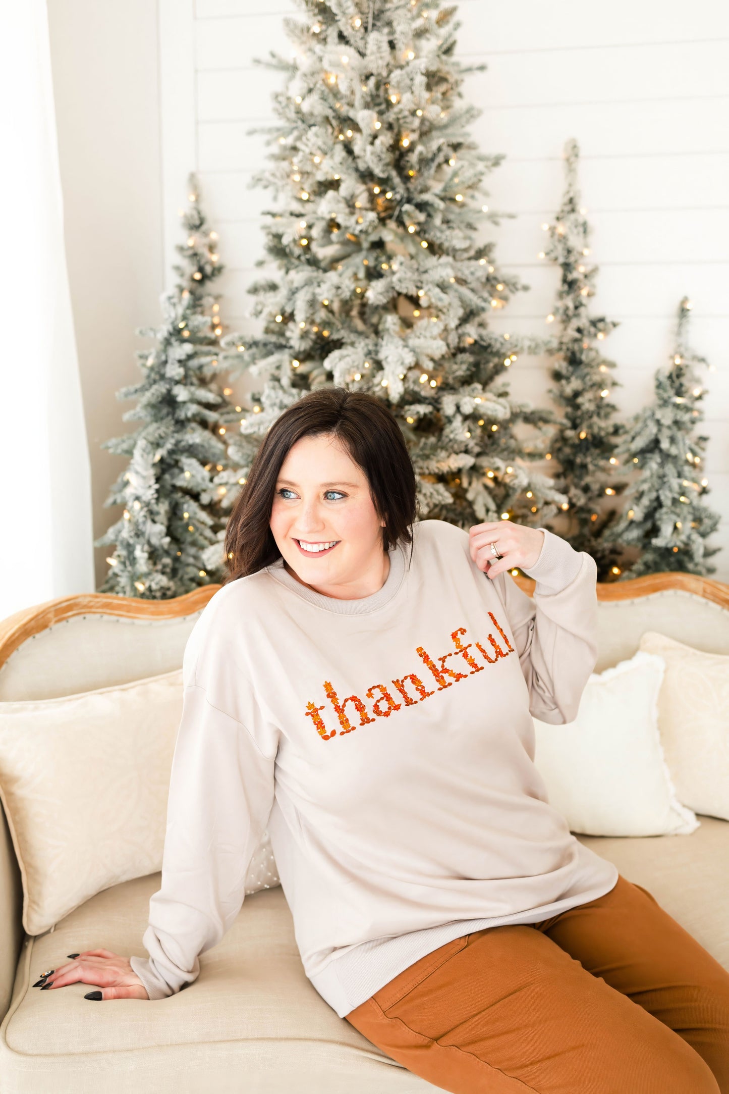 Embroidered Thankful Pullover