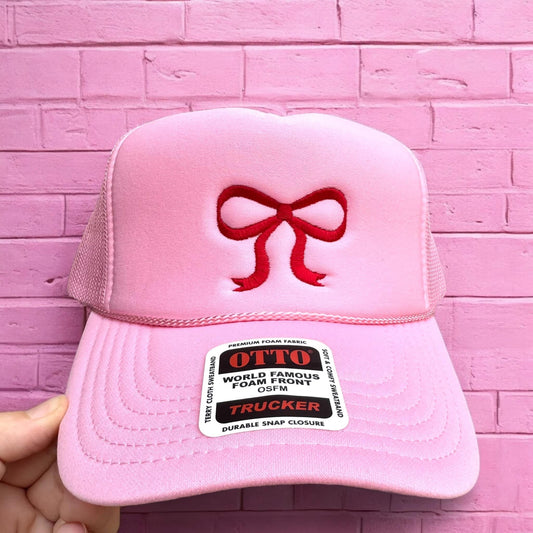 Embroidered Bow Trucker Hat