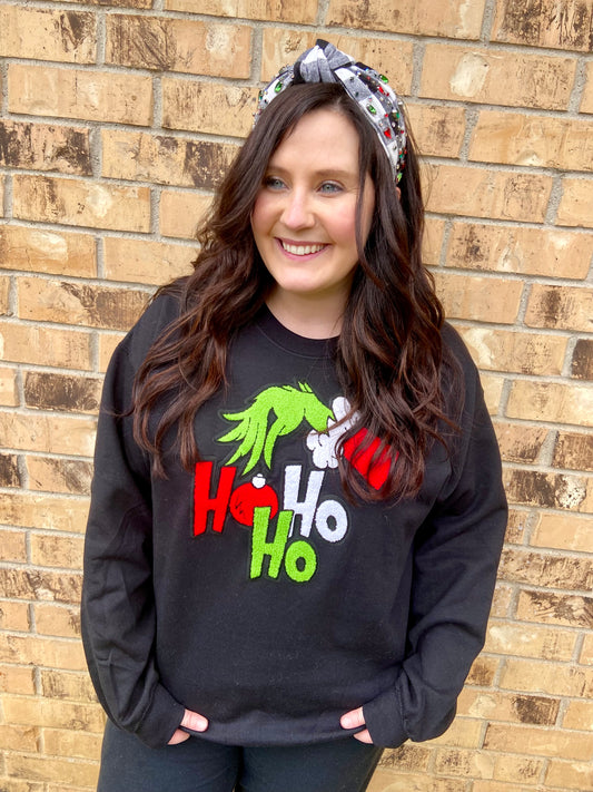 Ho Ho Ho Chenille Patch Sweatshirt